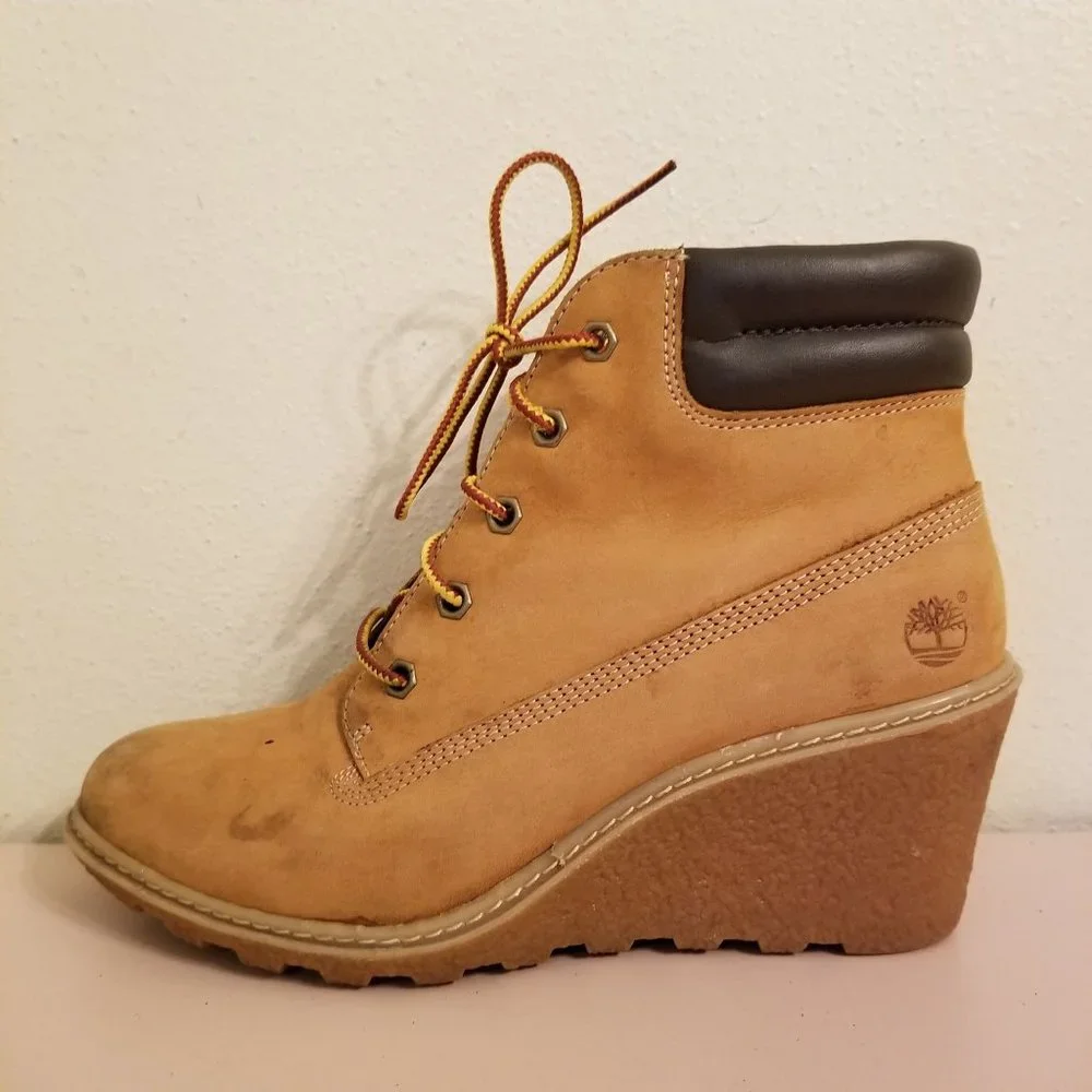 Timberland 7 Wheat Booties‎ Wedge Ankle Boots Leather 6 in Chukka AMSTON